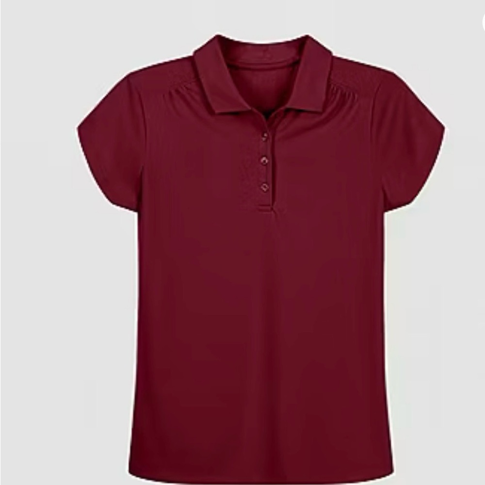 IZOD Girl Short Sleeve Polo Shirt In Burgundy Size L(10/12)